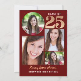 Graduate Circle Maroon Class of 2025 Printable Einladung
