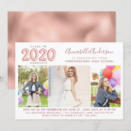 Graduate Class 2020 Rose Gold Balloon Abschluss Einladung