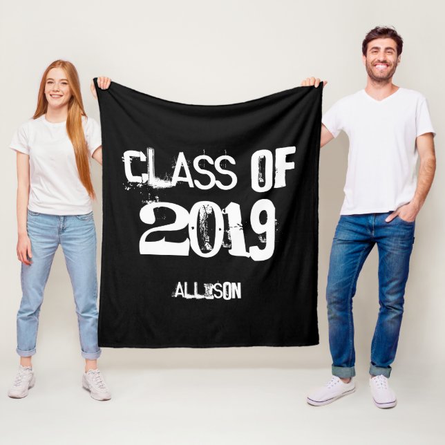 Graduate Class Custom Year Schwarz Personalisiert Fleecedecke (Beispiel)