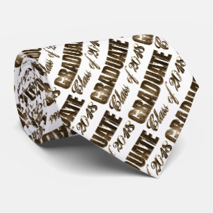 Graduate Class of 2018 Gold and White Text Pattern Krawatte
