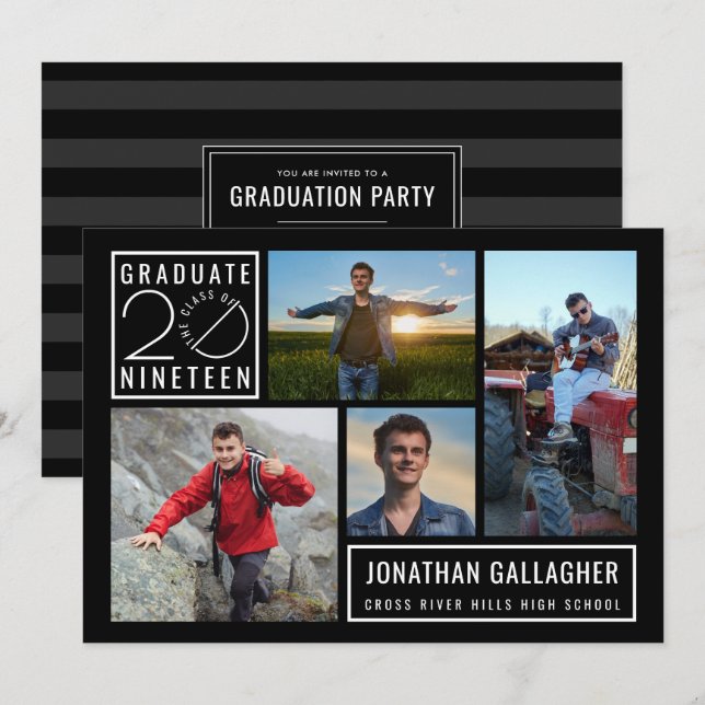 Graduate Class of 2019 4-Foto Party Einladung (Vorne/Hinten)