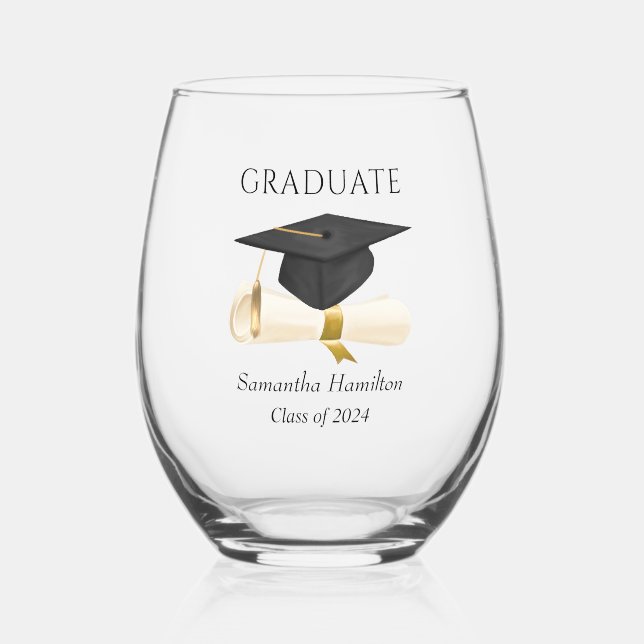Graduate Class of 2024 Personalisiert Weinglas Ohne Stiel (Vorderseite)