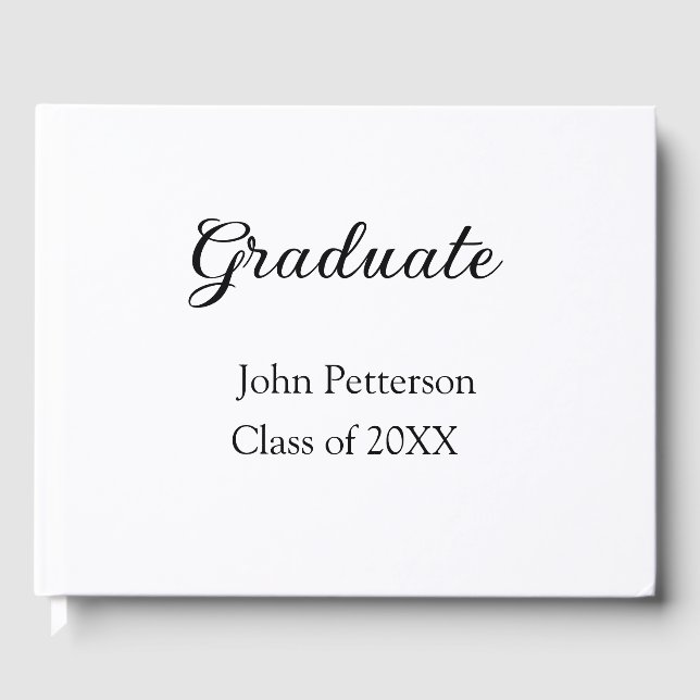 Graduate Class of 20XX simple minimale Abschluss m Gästebuch (Vorderseite)