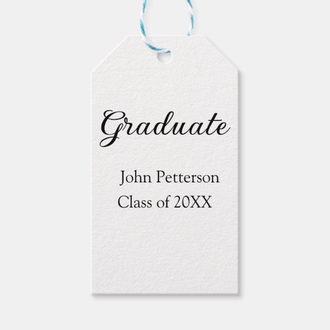Graduate Class of 20XX simple minimale Abschluss m Geschenkanhänger (Vorderseite)