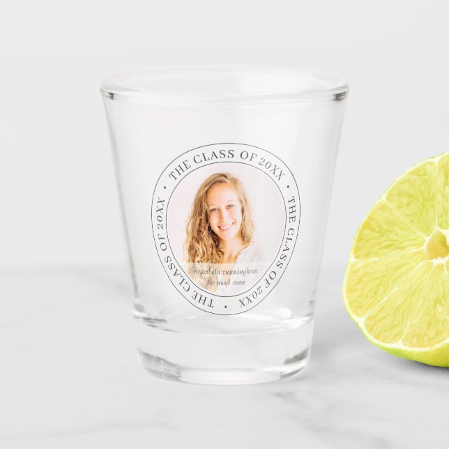 Graduate Class of 20XX Simple Modern Custom Foto Schnapsglas (Vorderseite)