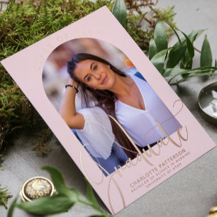Graduate Class of Abschluss Arch Foto Rose Gold Folieneinladung