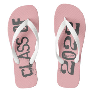 Graduate Class of Abschluss Pink White Flip Flops