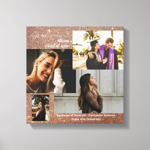 Graduate Class of Foto Collage Rose Gold Glitzer Leinwanddruck