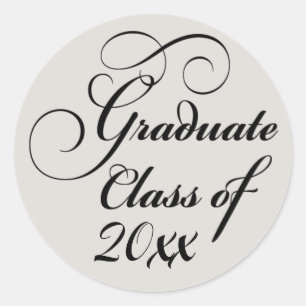Graduate Class of Greige Elegant Class Runder Aufkleber