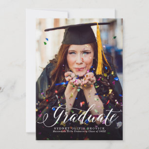 Graduate Classic Script Foto vertikaler Abschluss Ankündigung