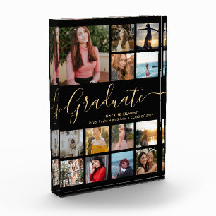 Graduate Collage Abschluss Black Gold Foto Block