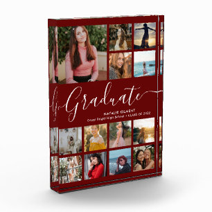 Graduate Collage Abschluss Dunkle rote Foto-Block Fotoblock