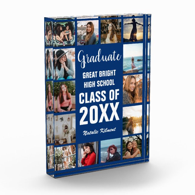 Graduate Collage Blue Abschluss Foto Block (Links)