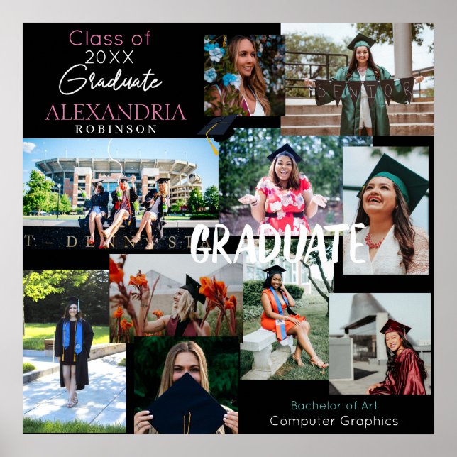Graduate Custom Multi Photo Collage 6 V1 Poster (Devant)