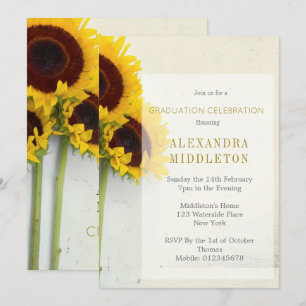 Graduate Diplômée Tournesol Rustique Invitation