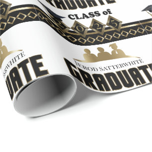 Graduate - DIY Jahr und Name - weiß Geschenkpapier