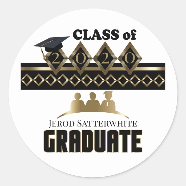 Graduate - DIY Jahr und Name - weiß Runder Aufkleber (Vorderseite)
