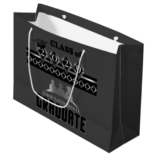 Graduate - DIY Year and Name -  Große Geschenktüte (Vorderseite Schrägansicht)