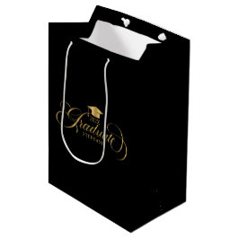 Graduate Elegant Gold Black Script Typografie Mittlere Geschenktüte