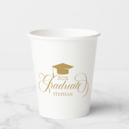 Graduate Elegant Gold Script Typografie Pappbecher