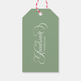 Graduate Elegant Green White Script Typografie Geschenkanhänger