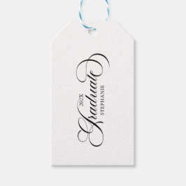 Graduate Elegant Schwarz-weiß Script Typografie Geschenkanhänger