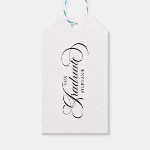 Graduate Elegant Schwarz-weiß Script Typografie Geschenkanhänger