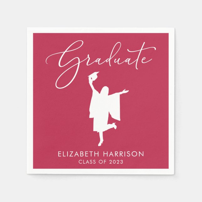 Graduate Elegant Script Graduation Party Serviette (Vorderseite)