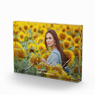 Graduate Elegant White Script Fotoblock