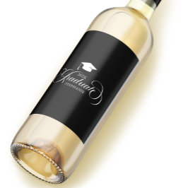 Graduate Elegant White Script Typography Weinetikett