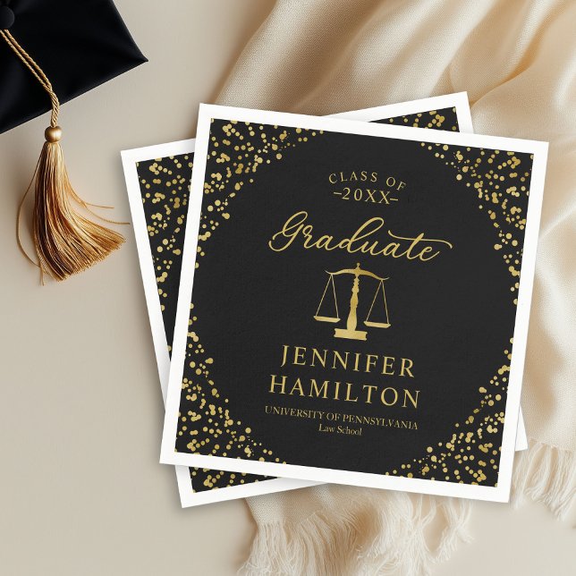 Graduate Elegante Gold Black Law School Abschluss Serviette (Von Creator hochgeladen)