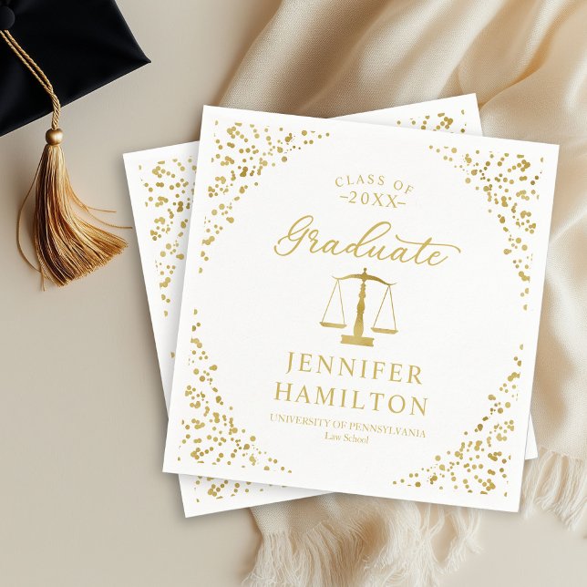 Graduate Elegante Gold White Law School Abschluss Serviette (Von Creator hochgeladen)