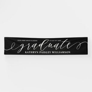Graduate Elegante Script Abschluss Celebration Banner