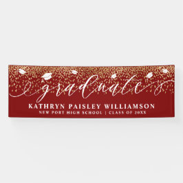 Graduate Elegante Script Gold Confetti Abschluss B Banner