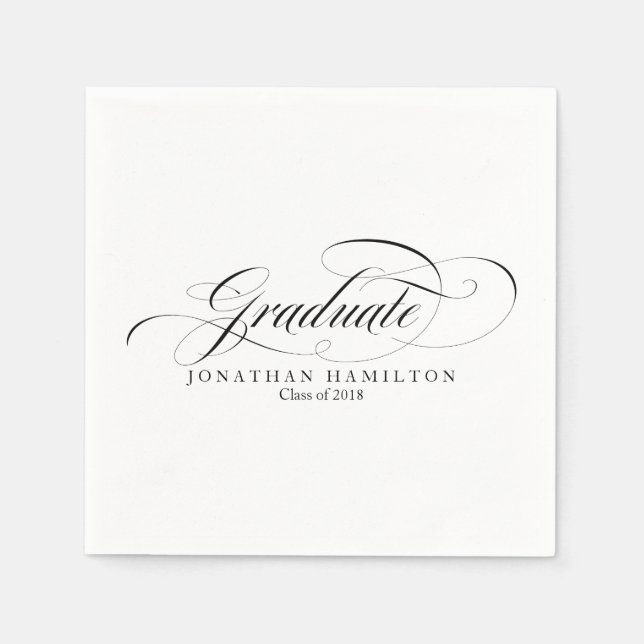 Graduate Extravagant Calligrafy Abschluss Serviette (Vorderseite)