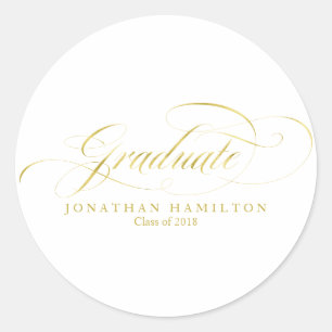 Graduate Foil Gold Eleganter Script-Abschluss Runder Aufkleber