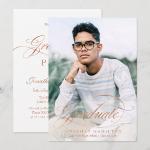Graduate Foil Rose Gold Elegantes Script Grad Part Einladung