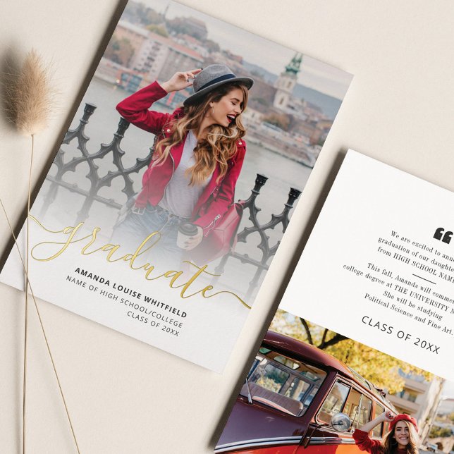 Graduate Foto Abschluss Gold Foil Ankündigung (Von Creator hochgeladen)