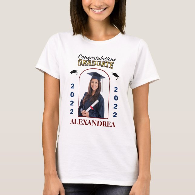 Graduate Foto Abschluss Herzlichen Glückwunsch T-Shirt (Vorderseite)