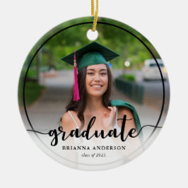 Graduate Foto Calligrafy Black Keramik Ornament