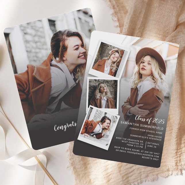 Graduate Foto Collage Abschluss 2025 Party Einladung (Graduate Photo Collage Graduation 2025 Party Invitation)