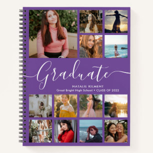 Graduate Foto Collage Abschluss Lila Notizbuch