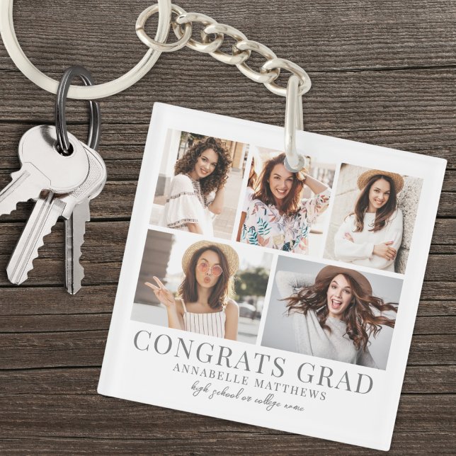 Graduate Foto Collage Abschluss Schlüsselanhänger (Graduate Photo Collage Graduation Keychain)