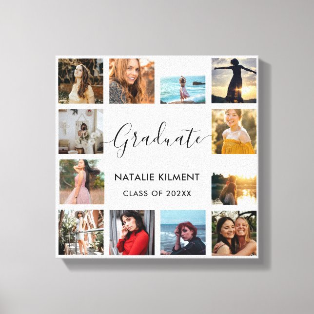 Graduate Foto Collage Schwarzweiß-Abschluss Leinwanddruck (Vorderseite)