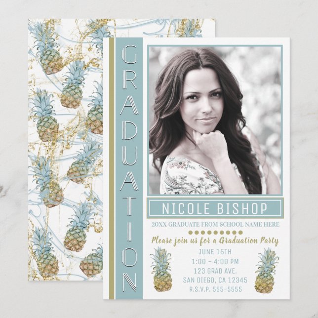 Graduate Foto Einladung (Vorne/Hinten)