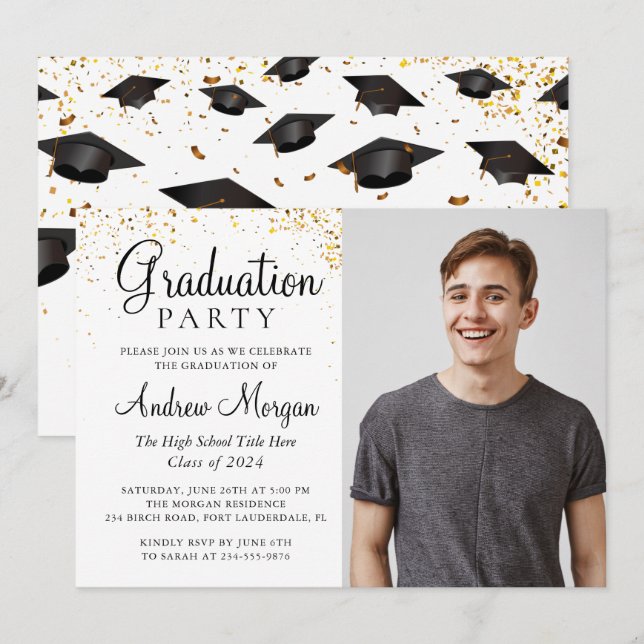 Graduate Foto Einladung (Vorne/Hinten)