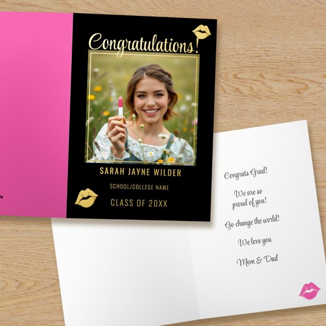 Graduate Foto Foil Glückwunschkarte (Congratulations Graduate! Just add their photo and details to this real foil card)