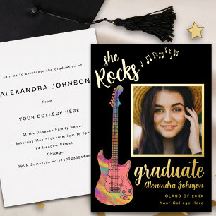 Graduate Foto Graduation Party Script Black Gold Folieneinladung