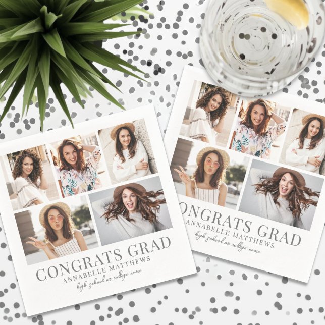 Graduate Foto Graduation Party Serviette (Graduation Photo Collage Graduation Party Napkin)