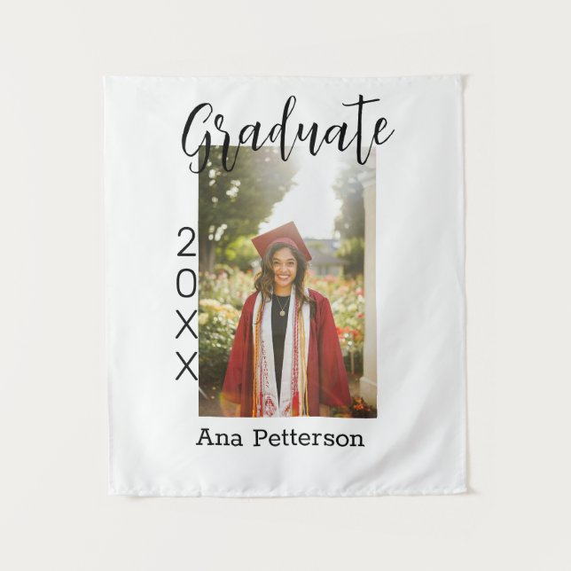 Graduate Foto Moderne Klassik hinzufügen Jahrname  Wandteppich (Vorderseite)